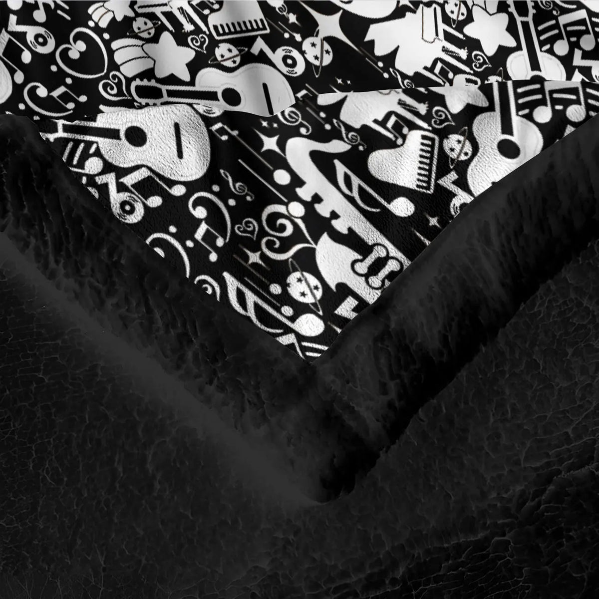 Coin du plaid : dessus à colorier, dos sherpa noir