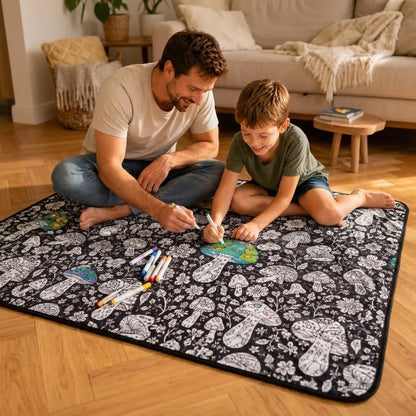 Père et fils qui colorient ensemble