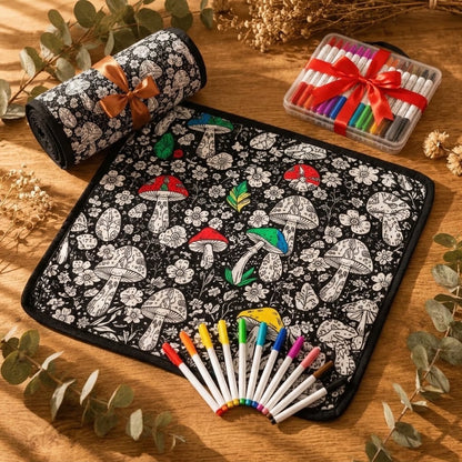 Coffret cadeau : plaid roulé et feutres